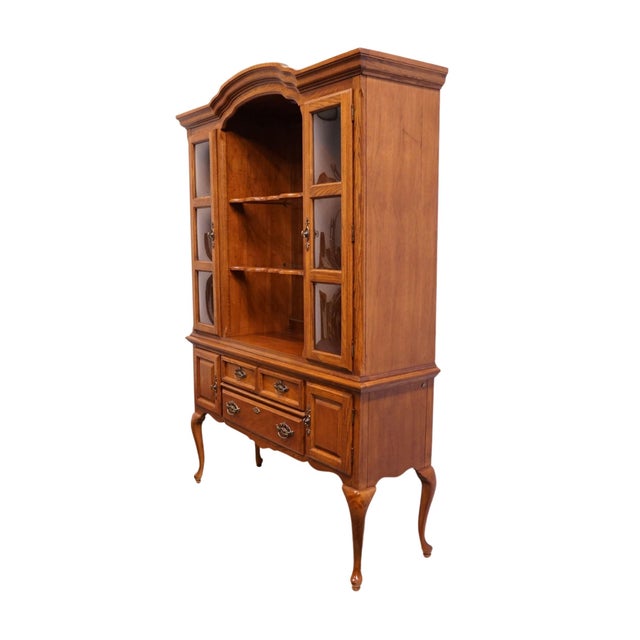 French Country American Drew Solid Oak Rustic Country French 56" Buffet W. China Hutch 932-850 / 932-851 For Sale - Image 3 of 16