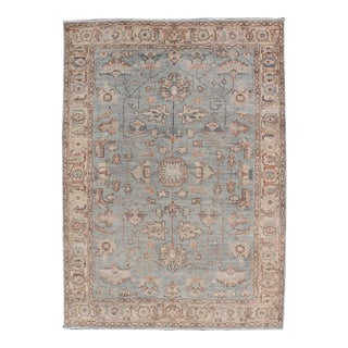 Afghanistan Tabriz Rug With Pale Blue Field and Soft Floral Design For Sale
