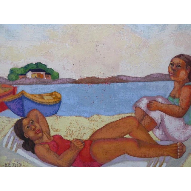 Juana Elena Diz, Fun in the Sun, 1960s, Oil Painting on Canvas, Framed For Sale - Image 4 of 16