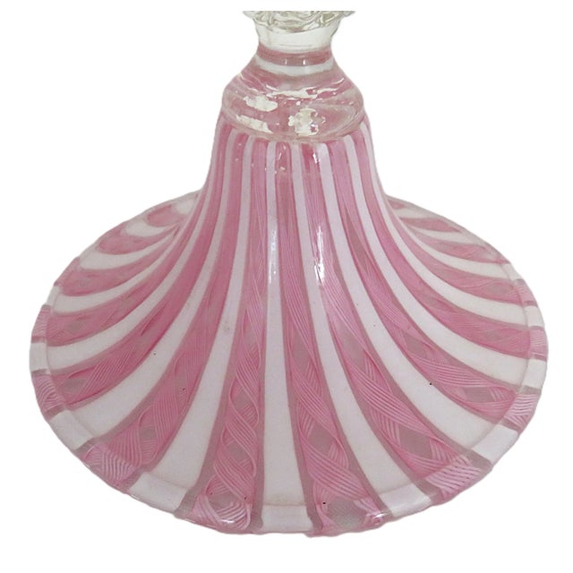 Late 20th Century Pair of Italian Murano Glass Swan Candlesticks Candle Holders Pink & White Latticino Venetian For Sale - Image 5 of 5
