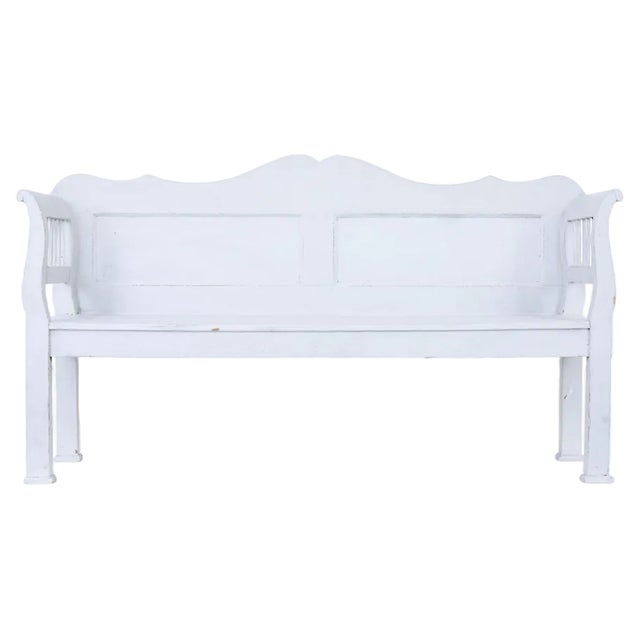 Gustavian Inspired 19th Century Swedish Pine Bench, 1890s For Sale
