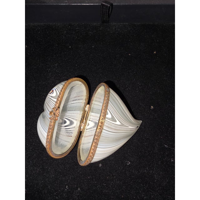 Italian Murano Venetian Latticino Heart Shaped Box For Sale - Image 3 of 4