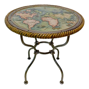Janice Minor Decorative Leather World Map Accent Table