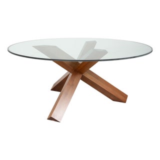 La Rotonda 452 Dining Table in Glass and Wood by Mario Bellini for Cassina For Sale