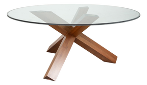 La Rotonda 452 Dining Table in Glass and Wood by Mario Bellini for Cassina