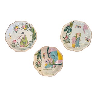 Set of 3 Chinese Polychrome Bowls, 1920s For Sale