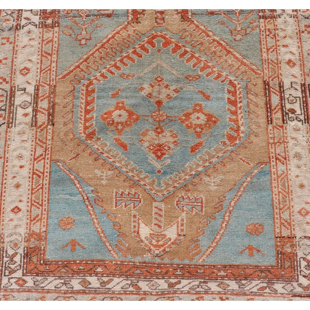 Textile Hand-Knotted Antique Persian Karajeh Runner With Sub-Geometric Tribal Medallions 3'2 X 10'8 For Sale - Image 7 of 13