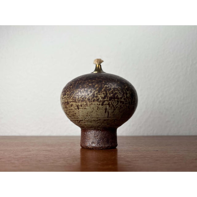 Mid-Century Modern Danish Studio Pottery Oil Lamp from Aage Würtz, 1960s For Sale - Image 12 of 12