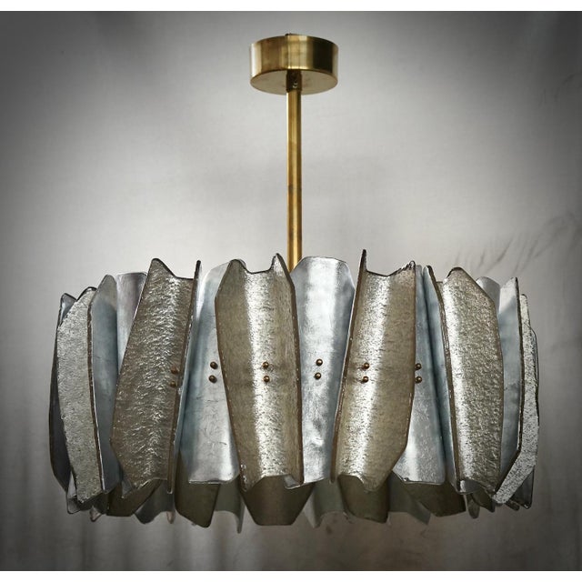 Blue Murano Round Art Glass and Brass Pendant, 2000 For Sale - Image 8 of 11