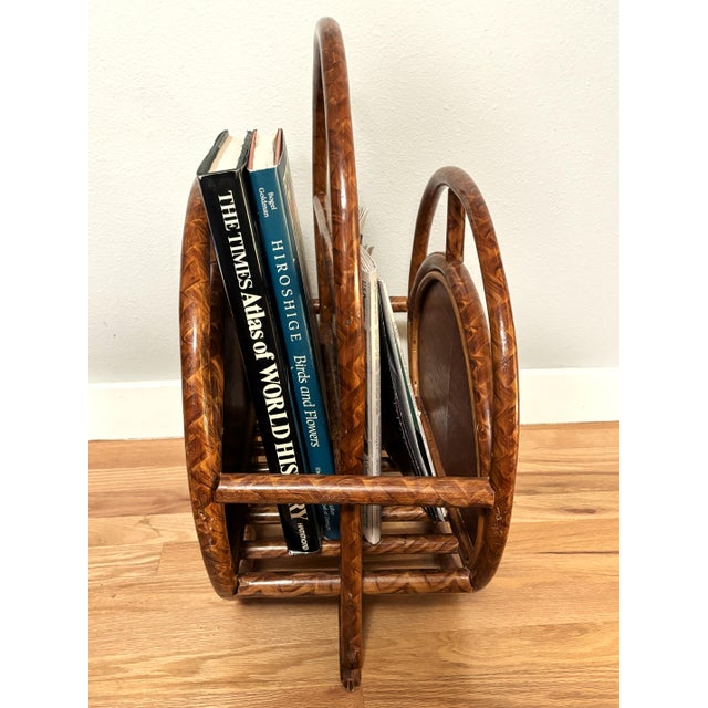 Vintage Rattan and Woven Cane Magazine Rack/Book Holder For Sale - Image 10 of 10