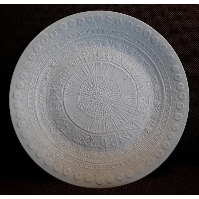 German Ornamental White Bisque Porcelain Wall Plate with Geometric Decor from Rosenthal, 1970s, in Very Good conditions....