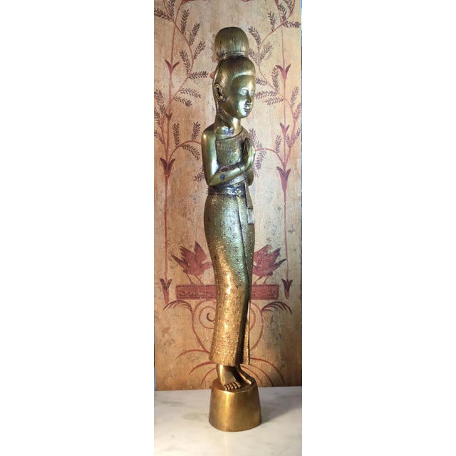 Vintage Standing Bronze Woman Statue For Sale - Image 13 of 13