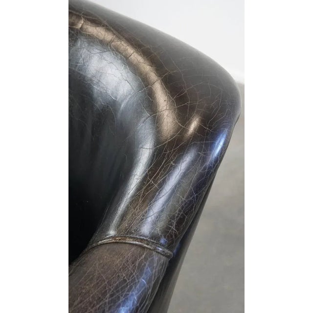 Black Grained Cowhide Armchair For Sale - Image 13 of 16