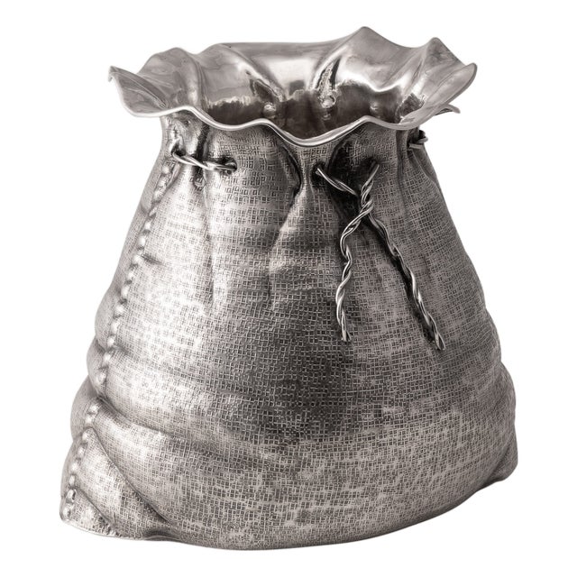 Italian Silver Sack Champagne Cooler by Romeo Miracoli, Milan, 20th Century For Sale