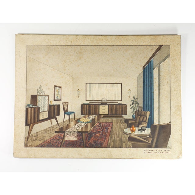 Calderara & Tito Varisco, Art Deco Home Interior Design, 1920s, Pencil and Watercolor For Sale - Image 11 of 11