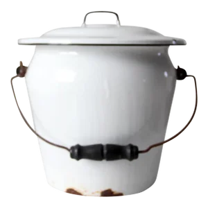 Vintage White Enamelware Bucket