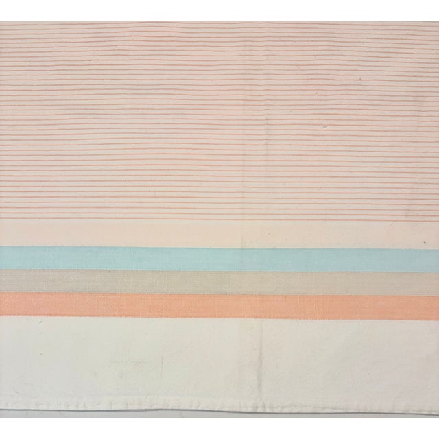 1980s 1980s Pastel Pinstripe and Plaid Cotton Tablecloth For Sale - Image 5 of 9