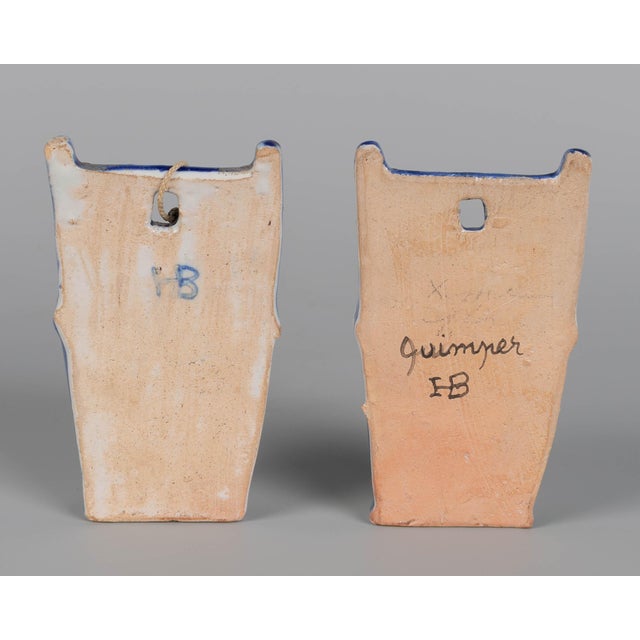 19th Century French Faience Bénitier, or Wall Pocket, Hand-Painted For Sale - Image 10 of 10