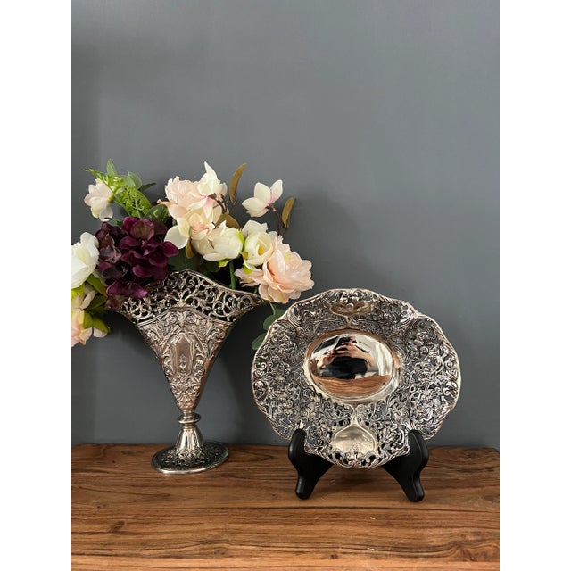 1970s Godinger Repousse Filigree Silver Plated Bowl For Sale - Image 4 of 11