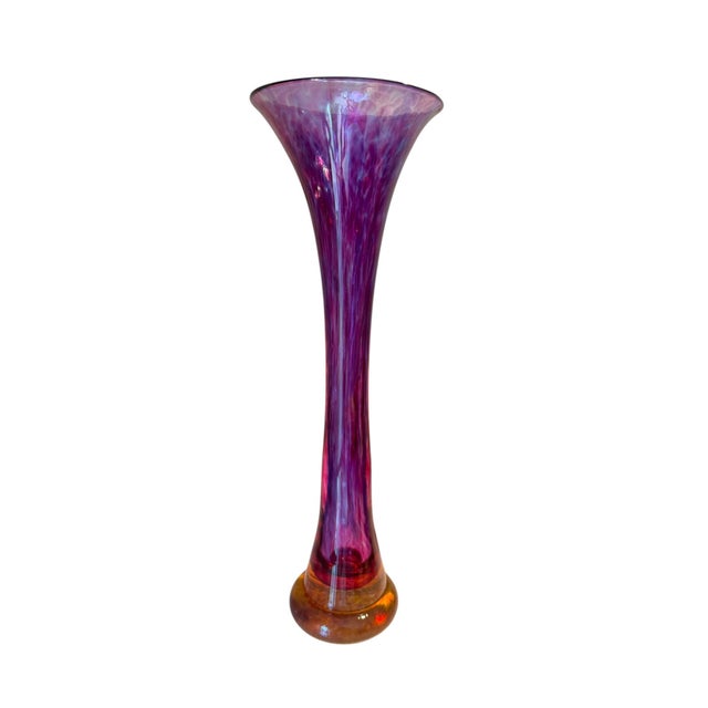 Late 20th Century Post Modern Signed Hand Blown Purple Art Glass Vase For Sale - Image 6 of 15