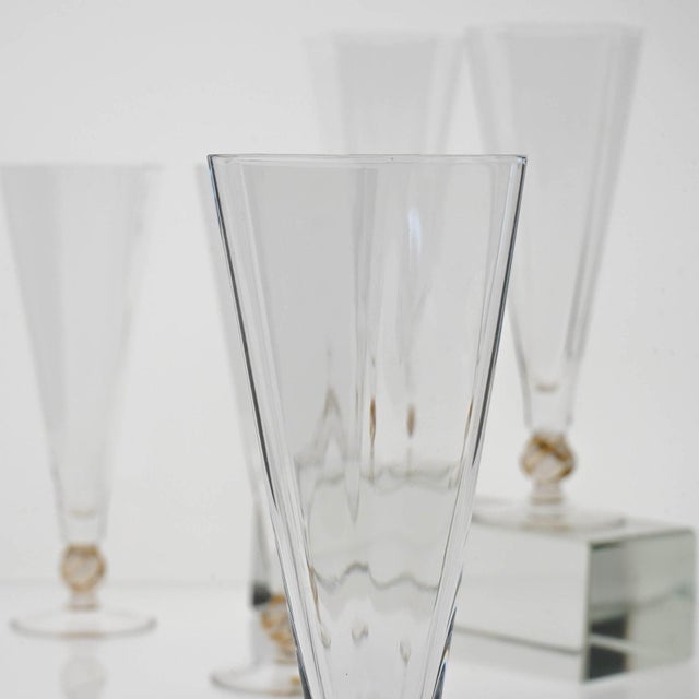 2000 - 2009 Hexagonal Flutes with Gold Inserts by Cenedese, Set of 5 For Sale - Image 5 of 18