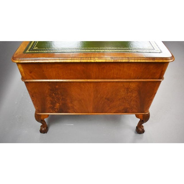 Vintage Figured Walnut Pedestal Desk, 1920 For Sale - Image 4 of 12
