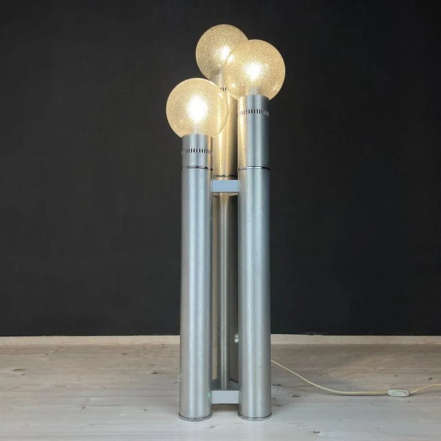 Mid-Century Modern Brushed Aluminum Floor Lamp, Italy, 1970s For Sale - Image 3 of 13