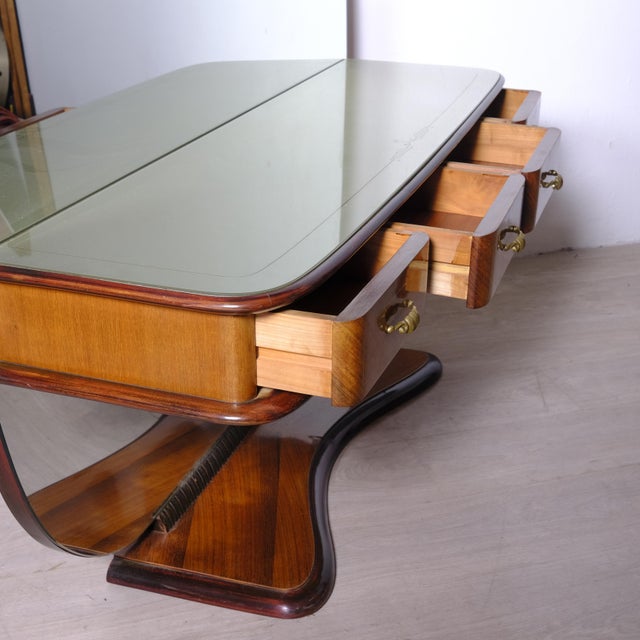 Italian Design Briarwood Dressing Table with Mirror and Drawers, 1950s For Sale - Image 9 of 18