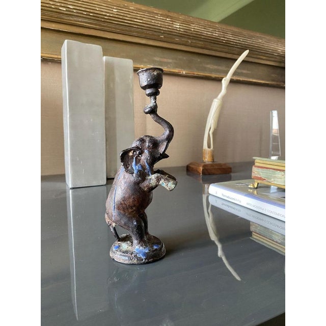 Antique Bronze Elephant Candleholder, 1890 For Sale - Image 11 of 14
