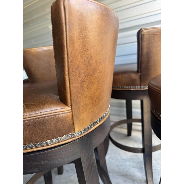 Animal Skin Lee Industries Leather Swivel Counter Stools L5983-51sw- Set of 4 For Sale - Image 7 of 9