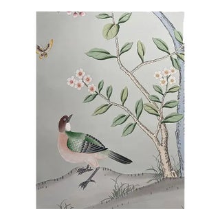 Chinoiserie Floral Panels Hand Painted Wallpapers Murals - 4 Panels For Sale