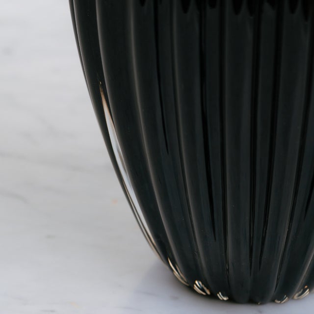 Ribbed Vase in Gloss Black Murano Glass from Fendi Casa, 1990s For Sale - Image 4 of 6