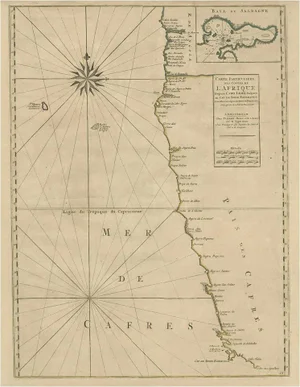 Map of the Namibia and South Africa Coasts and Inset of Saldanha Bay, 1700