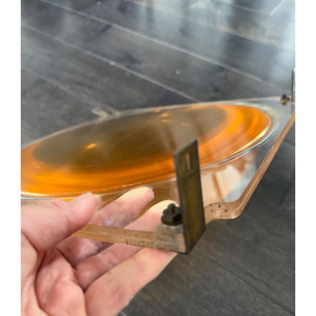 1970s Vintage Space Age Amber Lucite 13 Inch Bubble Dome Wall Sculpture Pop Art Panel For Sale - Image 5 of 13