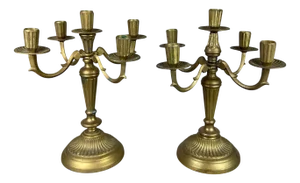 Vintage French Metal Candleholders, Set of 2