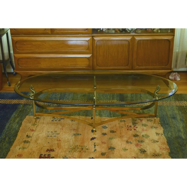 1990s Design Institute America - Vintage Glass and Brass Dolphin Motif Coffee Table For Sale - Image 13 of 13
