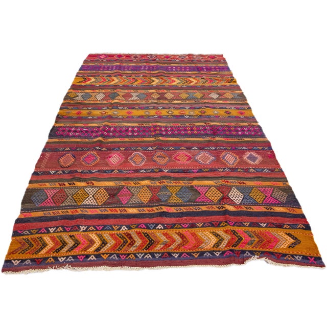 Tribal Mid-20th Century Turkish Kilim Multicolor Handmade Tribal Wool Rug For Sale - Image 3 of 10