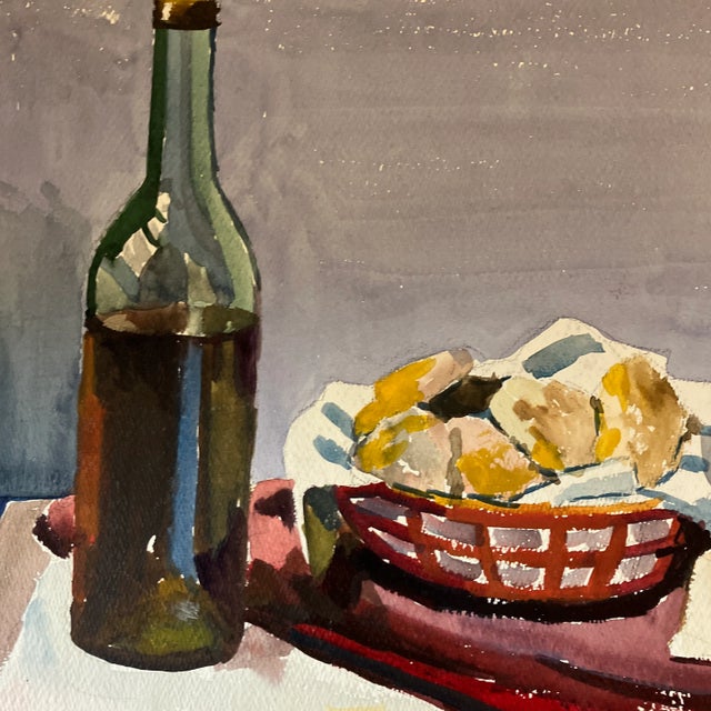 Mid-Century Modern 1950’s Original Still Life Watercolor Painting Signed Ferrara For Sale - Image 3 of 6