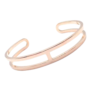 Hermes 18k Rose Gold H Open Cuff Bangle Bracelet