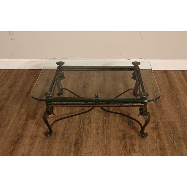 Neoclassical Style Iron And Glass Coffee Table For Sale - Image 16 of 18