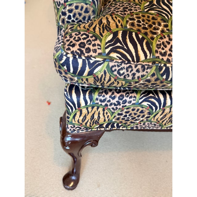 Vintage Hancock & Moore Animal Print Wingback Tradition meets whimsy in this fun wingback chair which features an arched...