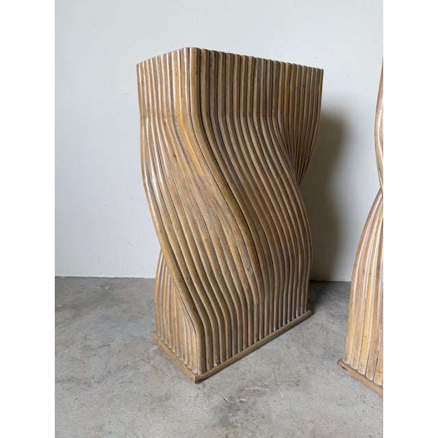 1980s Vintage McGuire Style Sculptural Organic Twisted Rattan Pedestals / Dining Table Bases – A Pair For Sale - Image 5 of 12
