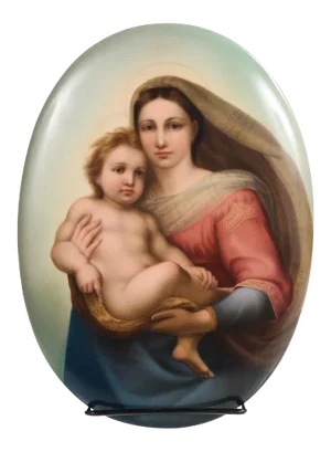 19th Century Kpm Porcelain Plaque of a Sistine Madonna & Child