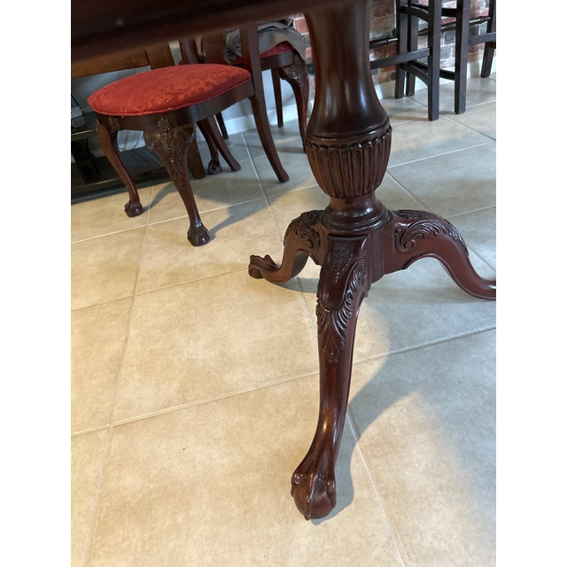 1990s Mahogany Double Pedestal Extension Dining Table For Sale - Image 4 of 5