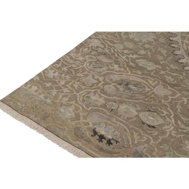 2010s Rug & Kilim’s Classic Style Rug in Beige, Gray and Blue Medallion Floral Pattern For Sale - Image 5 of 7