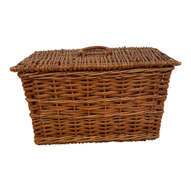 Vintage Brown Wicker Basket Truck Picnic Basket Storage For Sale
