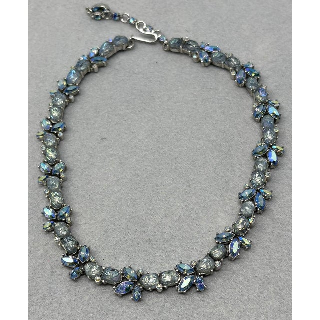 Blue Vintage Trifari Demi Parure Rhinestone Set For Sale - Image 8 of 14