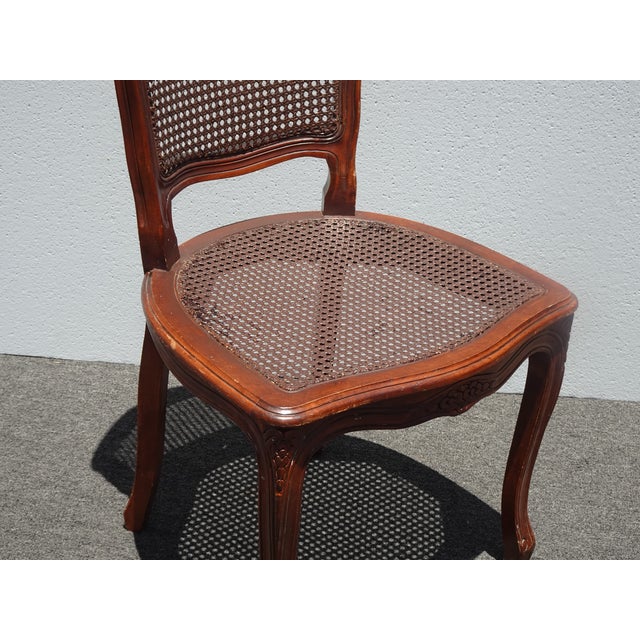 Brown Vintage French Country Brown Cane Side Chair For Sale - Image 8 of 14