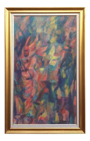 Harold Black Mid Century Abstract Langostina Oil on Canvas 1960