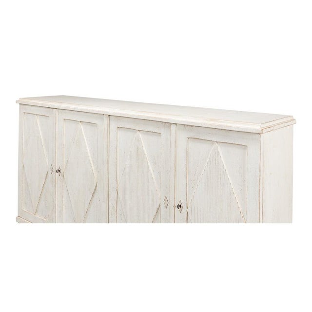 White French Country 4-Door Sideboard, 88" - Whitewashed Reclaimed Pine For Sale - Image 8 of 11